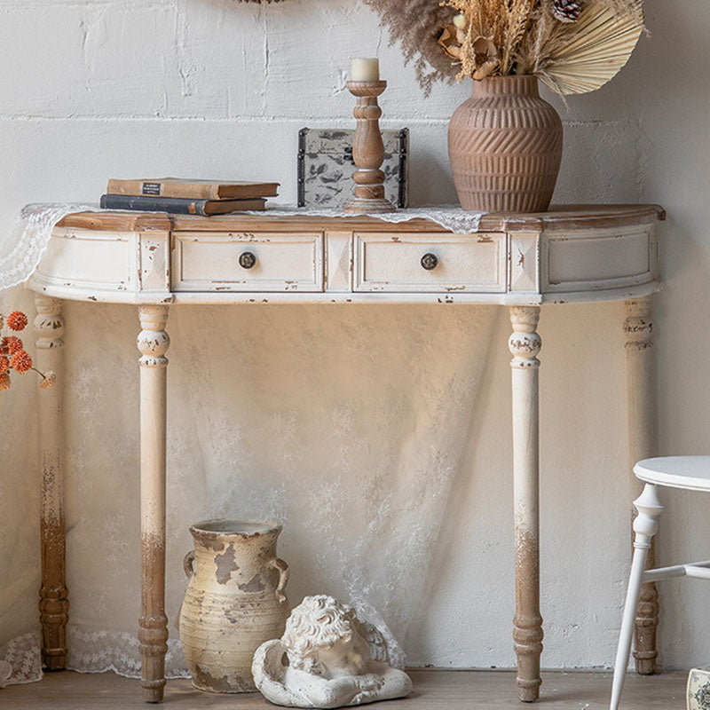 Traditional Vintage Fir Wood Rectangular Entryway Table With 2-Drawer Storage For Foyer, Living Room &amp; Bedroom