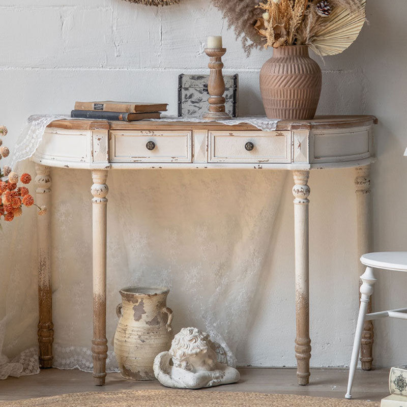 Traditional Vintage Fir Wood Rectangular Entryway Table With 2-Drawer Storage For Foyer, Living Room &amp; Bedroom