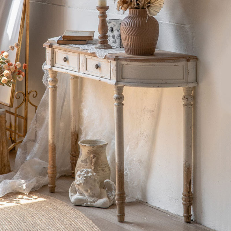 Traditional Vintage Fir Wood Rectangular Entryway Table With 2-Drawer Storage For Foyer, Living Room &amp; Bedroom