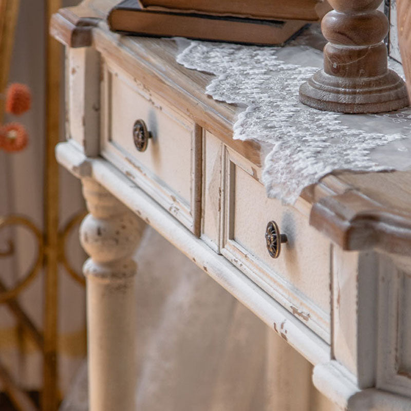 Traditional Vintage Fir Wood Rectangular Entryway Table With 2-Drawer Storage For Foyer, Living Room &amp; Bedroom