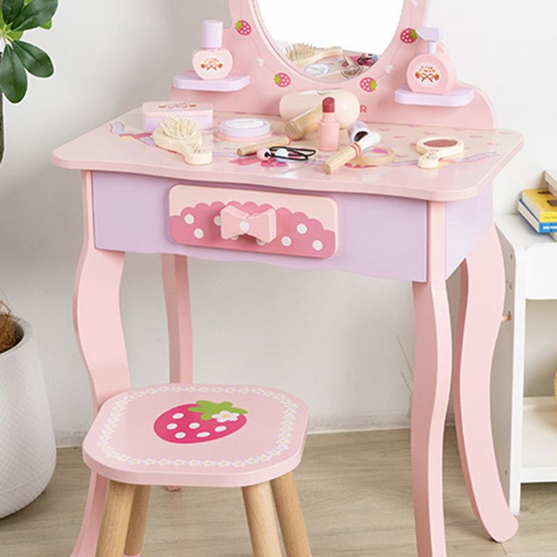 Zeitgenössisches kreatives Kinder-MDF-rechteckiges Schminktisch-Set mit Schublade für Schlafzimmer &amp; Wohnzimmer 