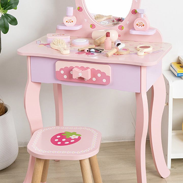 Zeitgenössisches kreatives Kinder-MDF-rechteckiges Schminktisch-Set mit Schublade für Schlafzimmer &amp; Wohnzimmer 