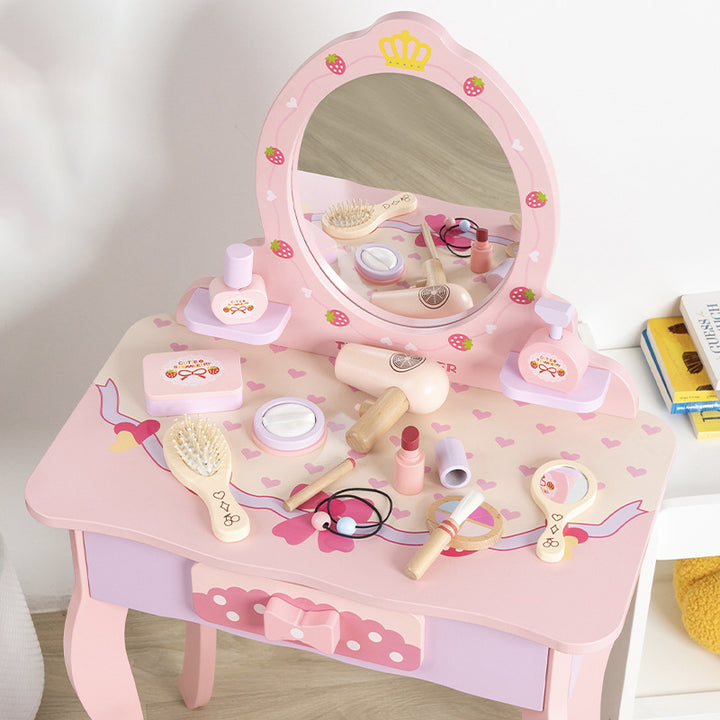 Zeitgenössisches kreatives Kinder-MDF-rechteckiges Schminktisch-Set mit Schublade für Schlafzimmer &amp; Wohnzimmer 