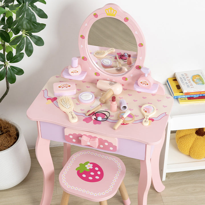 Zeitgenössisches kreatives Kinder-MDF-rechteckiges Schminktisch-Set mit Schublade für Schlafzimmer &amp; Wohnzimmer 