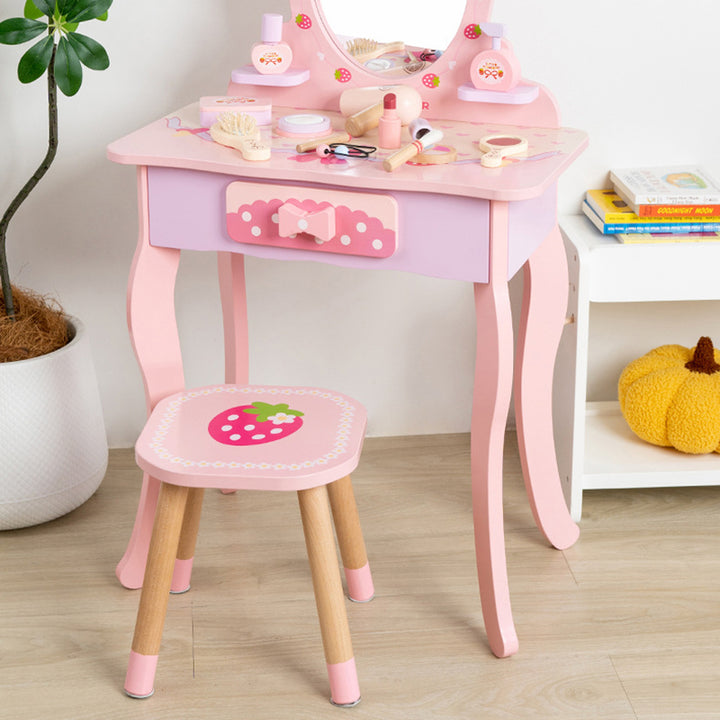 Zeitgenössisches kreatives Kinder-MDF-rechteckiges Schminktisch-Set mit Schublade für Schlafzimmer &amp; Wohnzimmer 