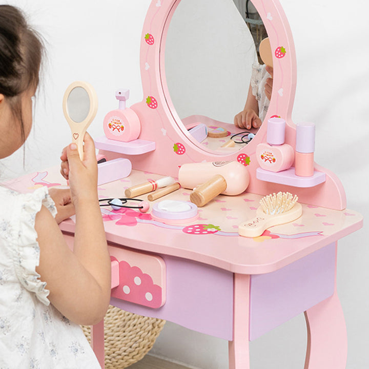 Zeitgenössisches kreatives Kinder-MDF-rechteckiges Schminktisch-Set mit Schublade für Schlafzimmer &amp; Wohnzimmer 