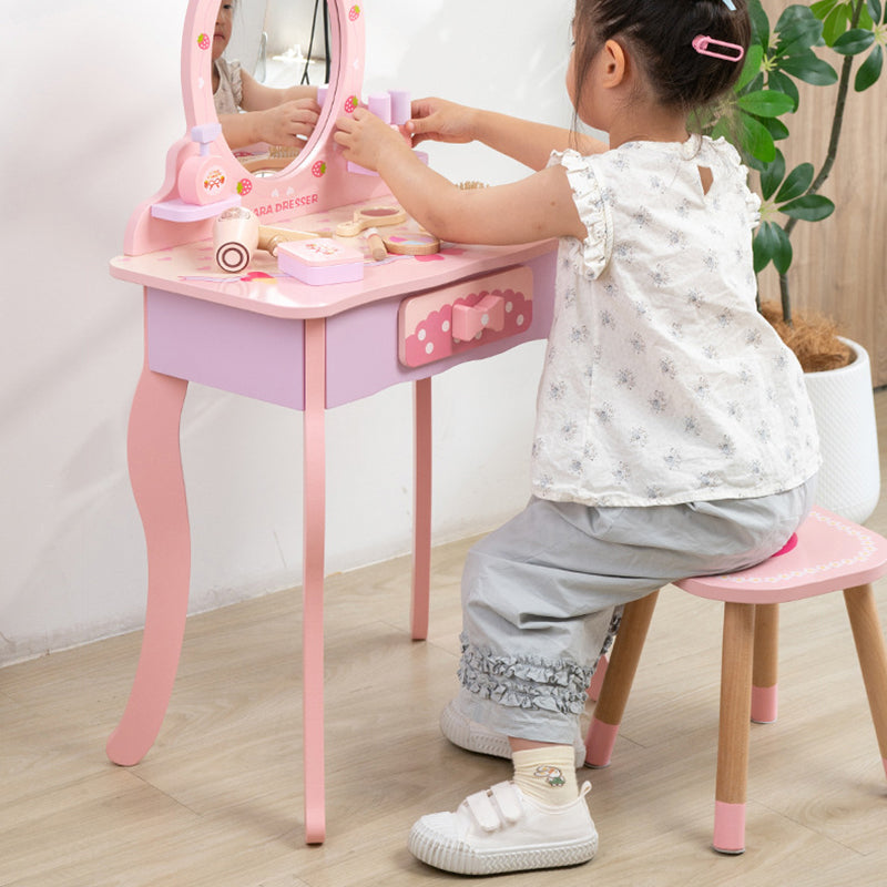 Zeitgenössisches kreatives Kinder-MDF-rechteckiges Schminktisch-Set mit Schublade für Schlafzimmer &amp; Wohnzimmer 