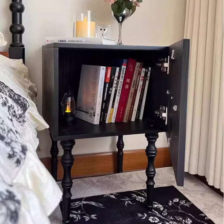 Traditional Chinese Ash Wood Square Nightstand Solid Wood Multi-Layer Board Storage Cabinet With Crystal Accents For Bedroom &amp; Living Room