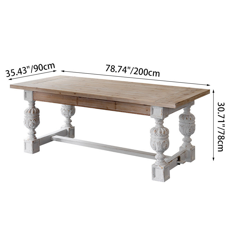 Table basse rectangulaire au style shabby chic moderne en bois de sapin, panneau artificiel et oxyde de magnésium, avec design à 1/2 niveaux pour salon et chambre 
