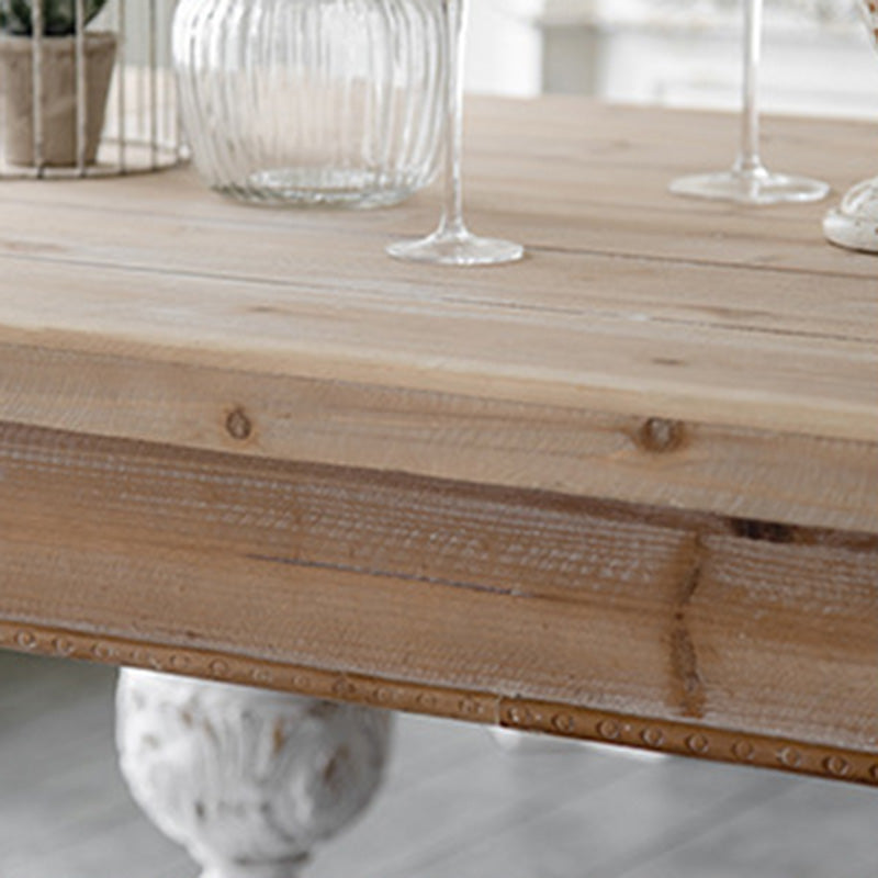 Table basse rectangulaire au style shabby chic moderne en bois de sapin, panneau artificiel et oxyde de magnésium, avec design à 1/2 niveaux pour salon et chambre 