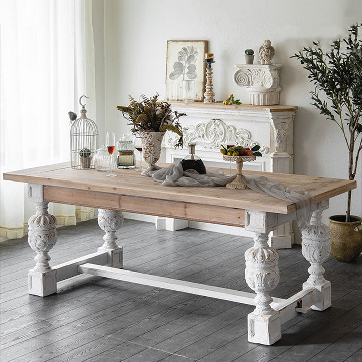 Moderner Shabby-Chic rechteckiger Kaffeetisch aus Tannenholz, Spanplatte & Magnesiumoxid mit 1/2-stufigem Design für Wohnzimmer & Schlafzimmer 