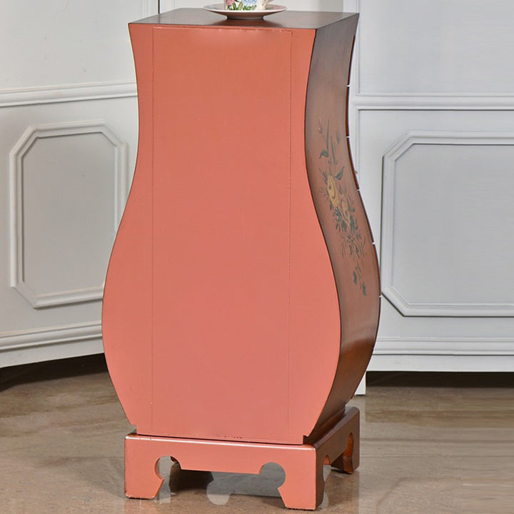 Traditional Chinese MDF Birch Wood Vase-Shaped Storage Cabinet 7-Drawer For Living Room &amp; Bedroom