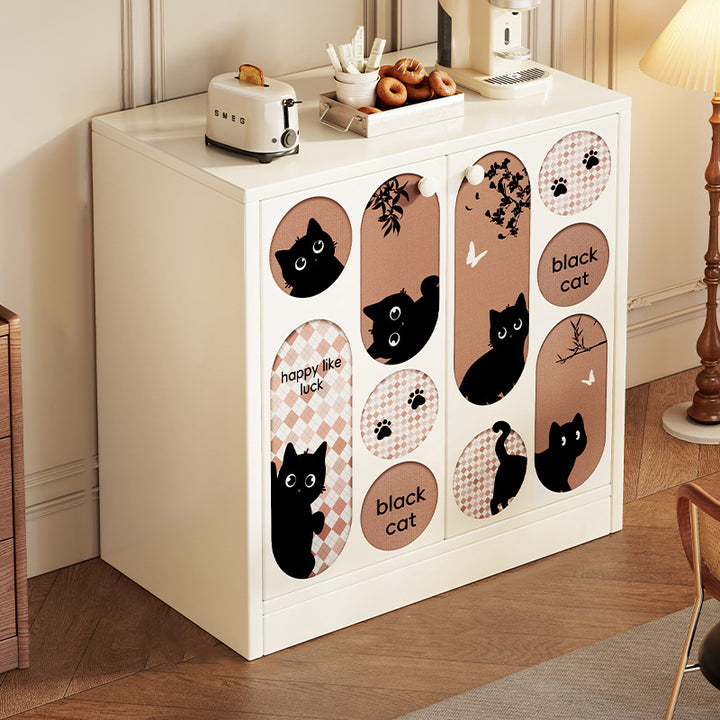Traditional Vintage MDF Rectangular Animal Pattern Storage Cabinet 3-Tier For Living Room &amp; Bedroom