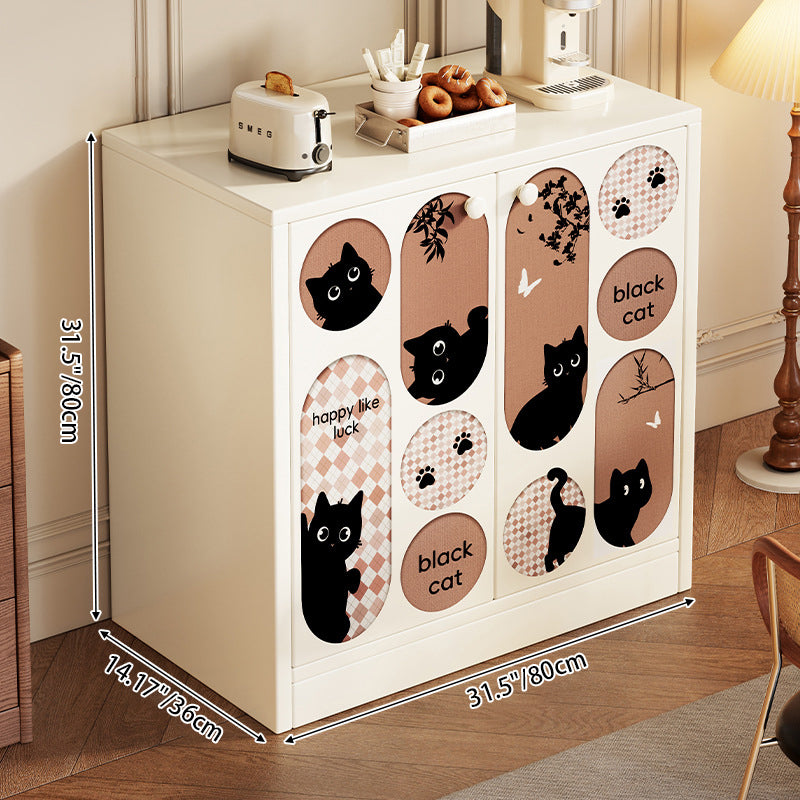 Traditional Vintage MDF Rectangular Animal Pattern Storage Cabinet 3-Tier For Living Room &amp; Bedroom