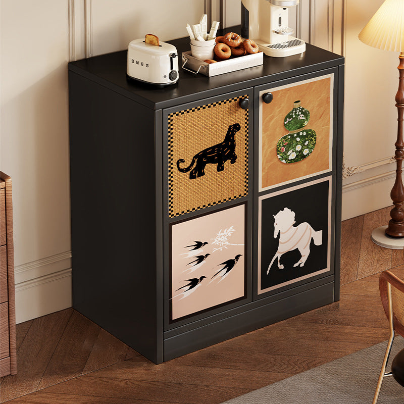 Traditional Vintage MDF Rectangular Animal Pattern Storage Cabinet 3-Tier For Living Room &amp; Bedroom