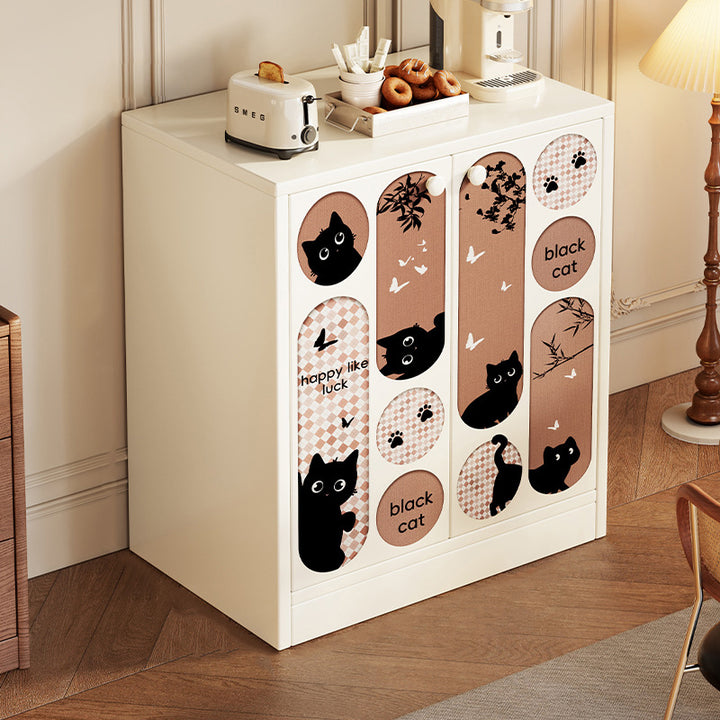 Traditional Vintage MDF Rectangular Animal Pattern Storage Cabinet 3-Tier For Living Room &amp; Bedroom