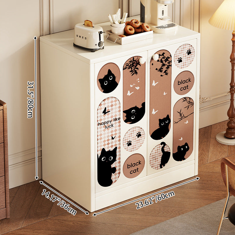Traditional Vintage MDF Rectangular Animal Pattern Storage Cabinet 3-Tier For Living Room &amp; Bedroom