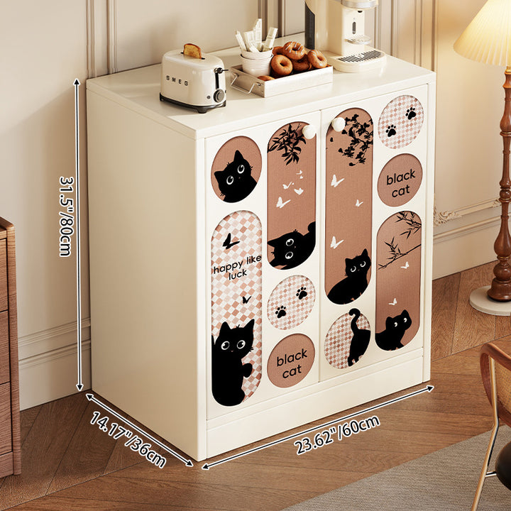 Traditional Vintage MDF Rectangular Animal Pattern Storage Cabinet 3-Tier For Living Room &amp; Bedroom
