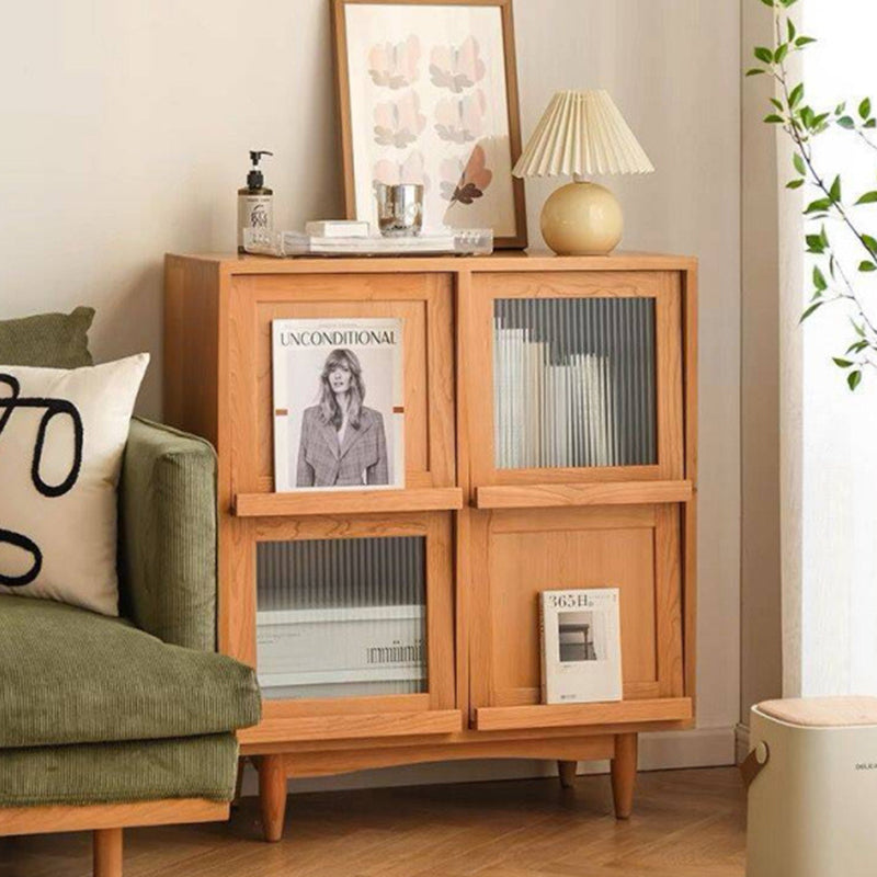 Zeitgenössischer nordischer Massivholz-Glas-Rechteckiger Aufbewahrungsschrank 4-Schränke Für Wohnzimmer &amp; Schlafzimmer 