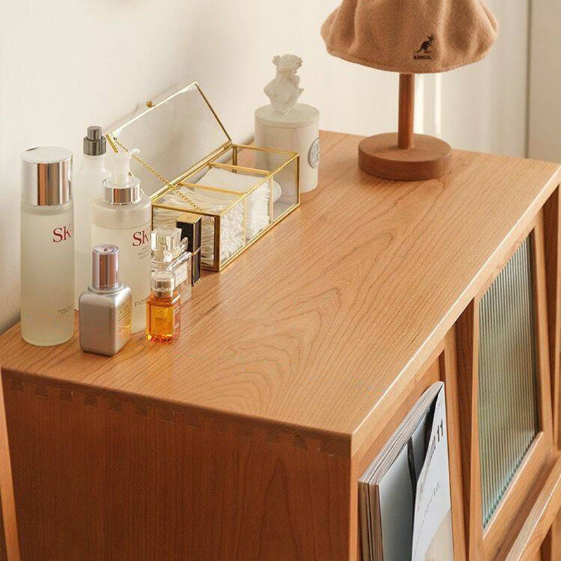 Zeitgenössischer nordischer Massivholz-Glas-Rechteckiger Aufbewahrungsschrank 4-Schränke Für Wohnzimmer &amp; Schlafzimmer 