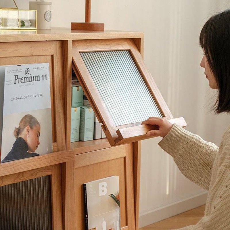 Zeitgenössischer nordischer Massivholz-Glas-Rechteckiger Aufbewahrungsschrank 4-Schränke Für Wohnzimmer &amp; Schlafzimmer 