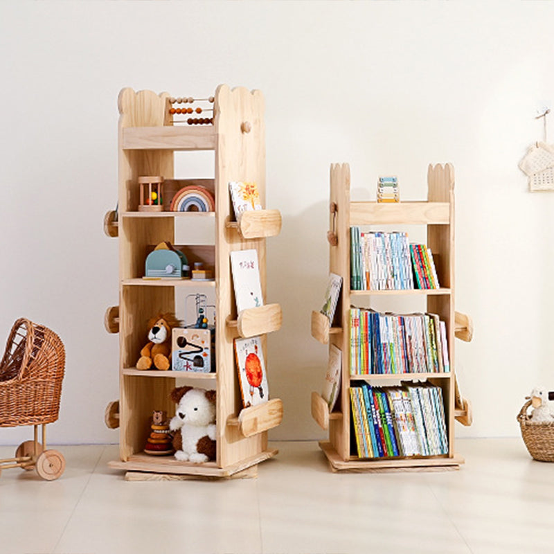 Modern Minimalist Kids Pine Wood Rectangular Bookshelf Swivel 4/5 Tiers For Living Room &amp; Bedroom