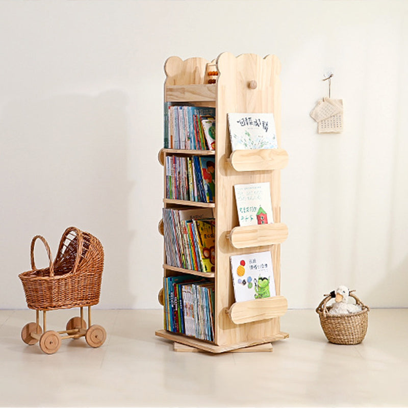 Modern Minimalist Kids Pine Wood Rectangular Bookshelf Swivel 4/5 Tiers For Living Room &amp; Bedroom