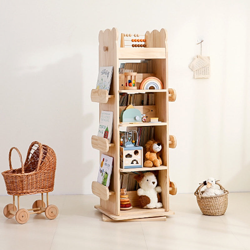 Modern Minimalist Kids Pine Wood Rectangular Bookshelf Swivel 4/5 Tiers For Living Room &amp; Bedroom