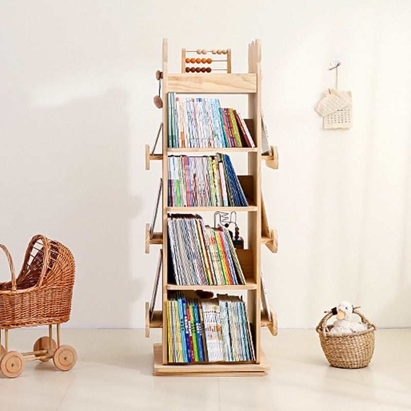 Modern Minimalist Kids Pine Wood Rectangular Bookshelf Swivel 4/5 Tiers For Living Room &amp; Bedroom