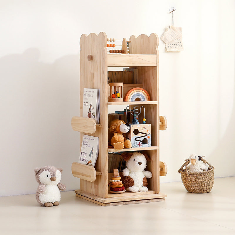 Modern Minimalist Kids Pine Wood Rectangular Bookshelf Swivel 4/5 Tiers For Living Room &amp; Bedroom
