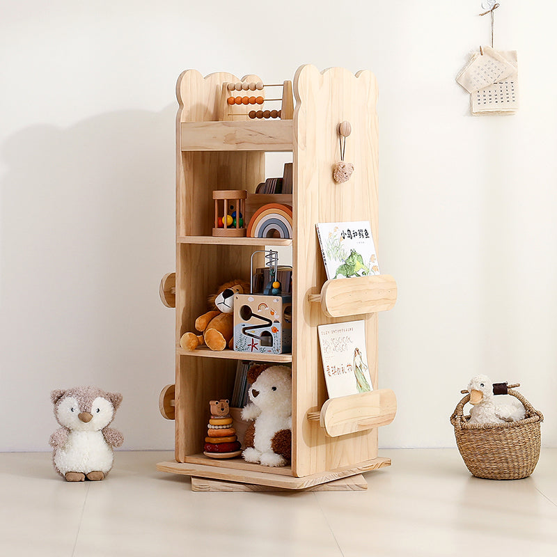 Modern Minimalist Kids Pine Wood Rectangular Bookshelf Swivel 4/5 Tiers For Living Room &amp; Bedroom