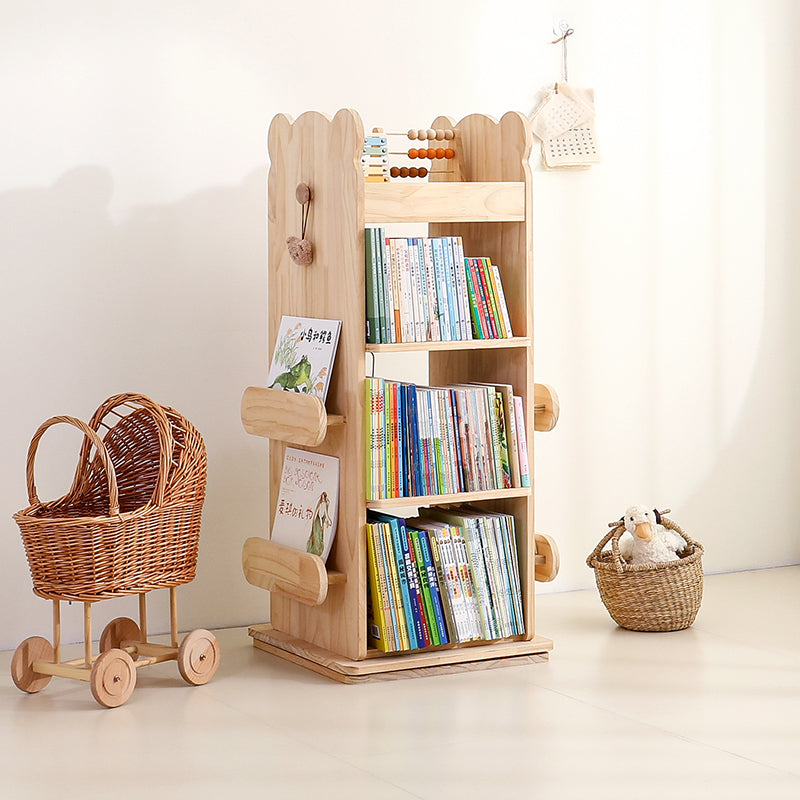 Modern Minimalist Kids Pine Wood Rectangular Bookshelf Swivel 4/5 Tiers For Living Room &amp; Bedroom