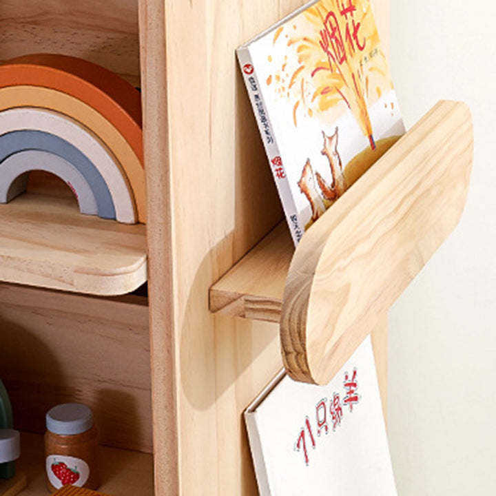 Modern Minimalist Kids Pine Wood Rectangular Bookshelf Swivel 4/5 Tiers For Living Room &amp; Bedroom