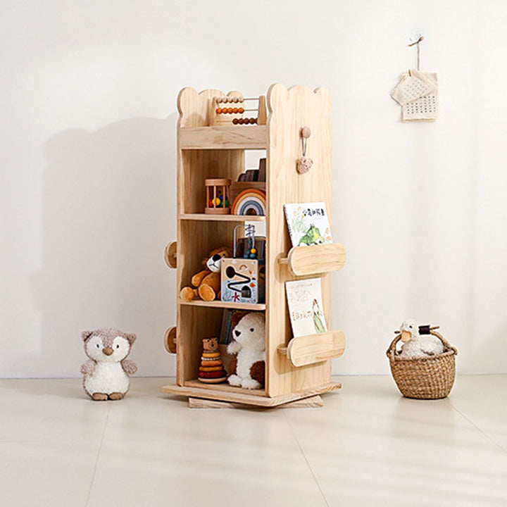 Modern Minimalist Kids Pine Wood Rectangular Bookshelf Swivel 4/5 Tiers For Living Room &amp; Bedroom