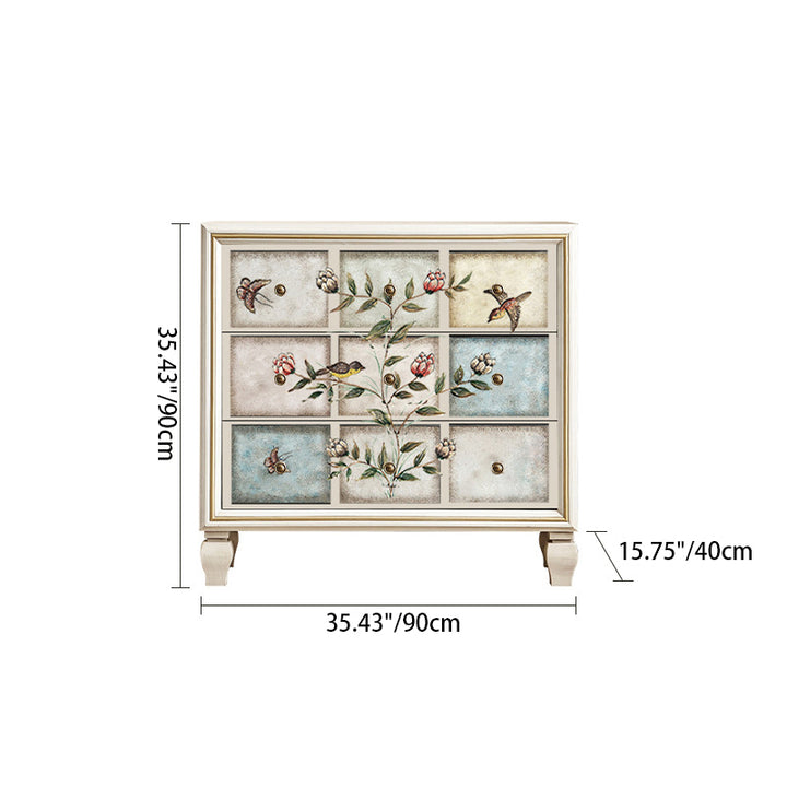 Meuble de rangement rectangulaire contemporain rétro en MDF et bois de bouleau à 3 tiroirs pour salon et chambre à coucher 