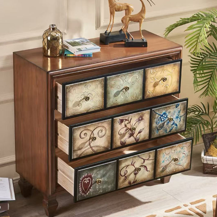 Meuble de rangement rectangulaire contemporain rétro en MDF et bois de bouleau à 3 tiroirs pour salon et chambre à coucher 