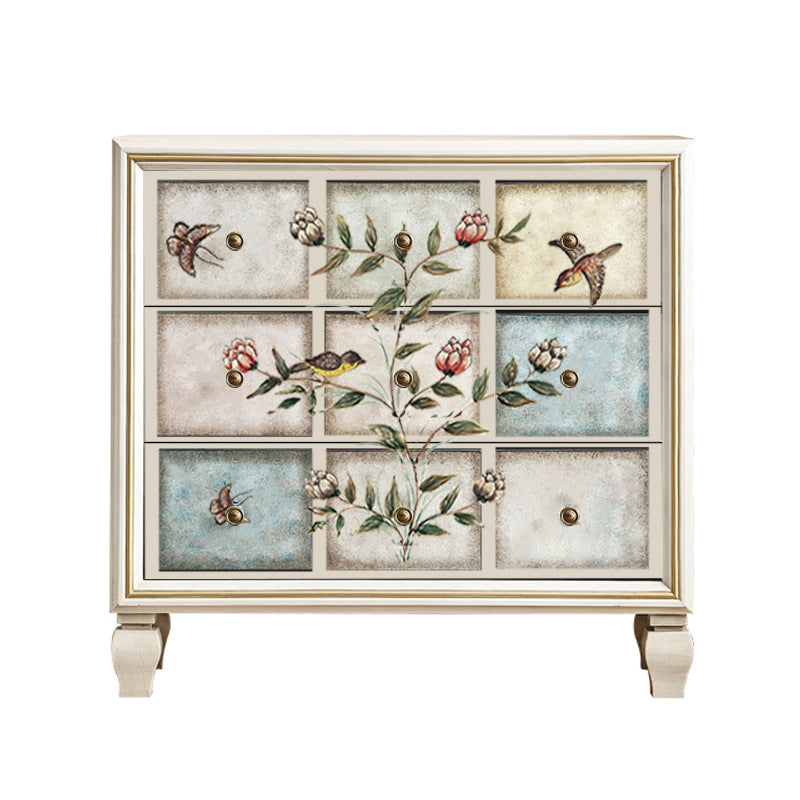 Meuble de rangement rectangulaire contemporain rétro en MDF et bois de bouleau à 3 tiroirs pour salon et chambre à coucher 