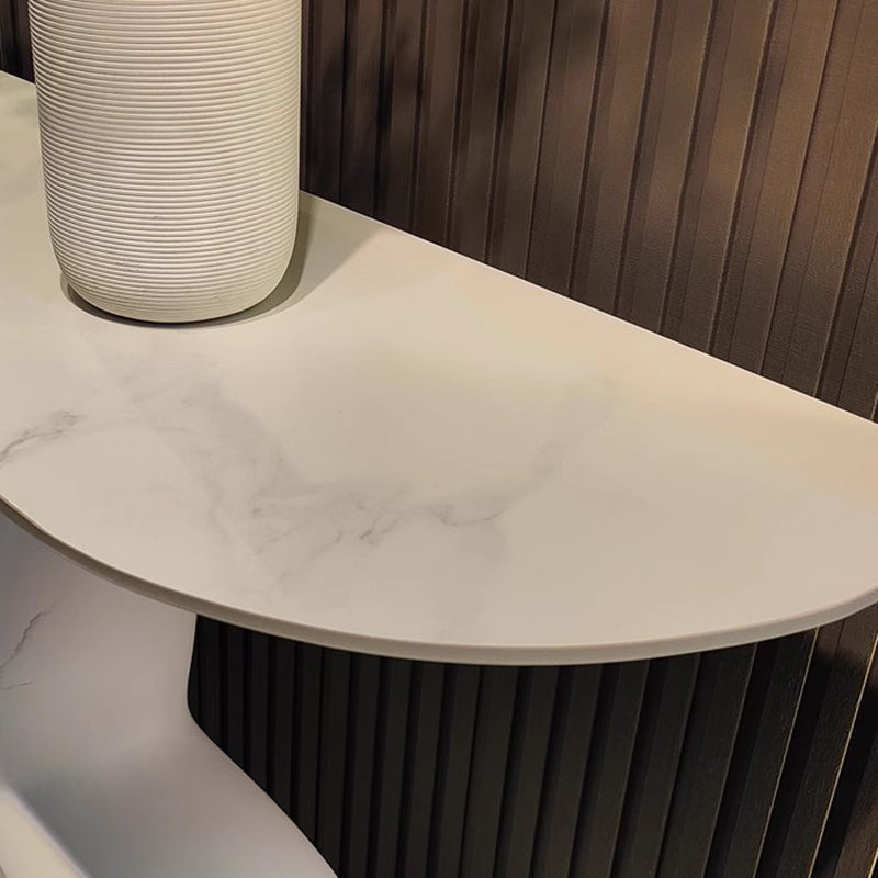 Zeitgenössischer Retro-Konsolentisch aus Massivholz und Fiberglas in Kürbisform mit 1 Ebene für Flur, Wohnzimmer, Schlafzimmer 