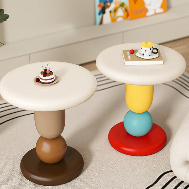 Contemporary Creative Resin Round Nightstand With 1-Tier For Living Room & Bedroom