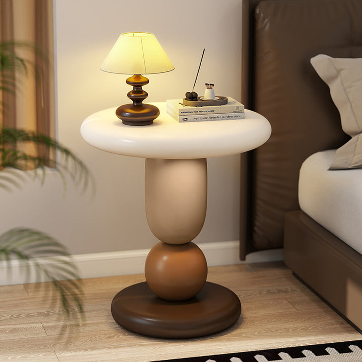 Contemporary Creative Resin Round Nightstand With 1-Tier For Living Room & Bedroom