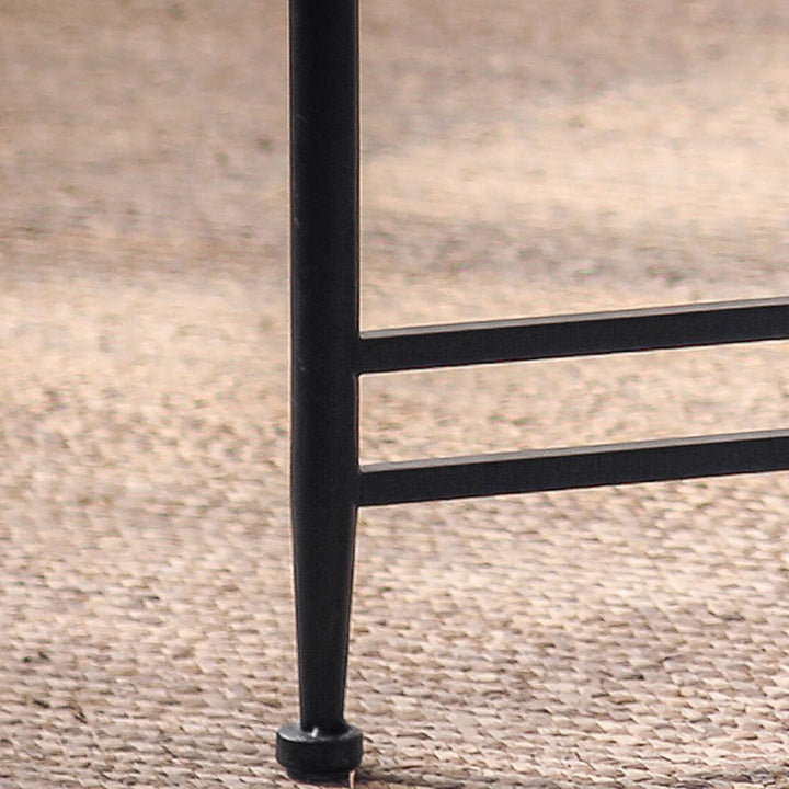 Moderner minimalistischer runder Couchtisch aus Tannenholz mit Eisenrahmen 1 Ebene für Wohnzimmer und Schlafzimmer 