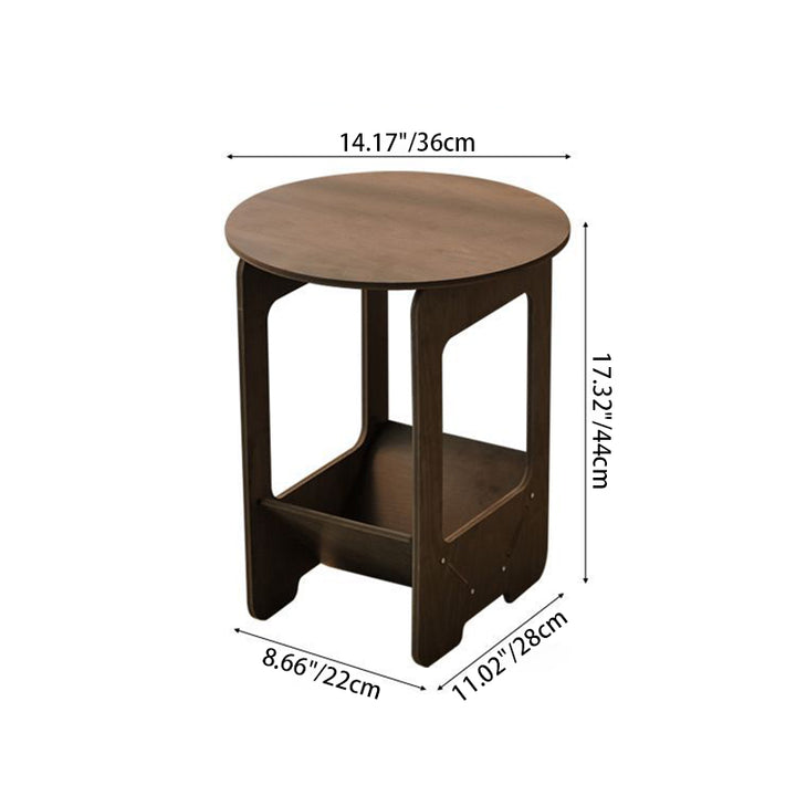 Table d'appoint ronde à 2 niveaux en composite bois-plastique, style minimaliste moderne, pour salon et chambre à coucher 