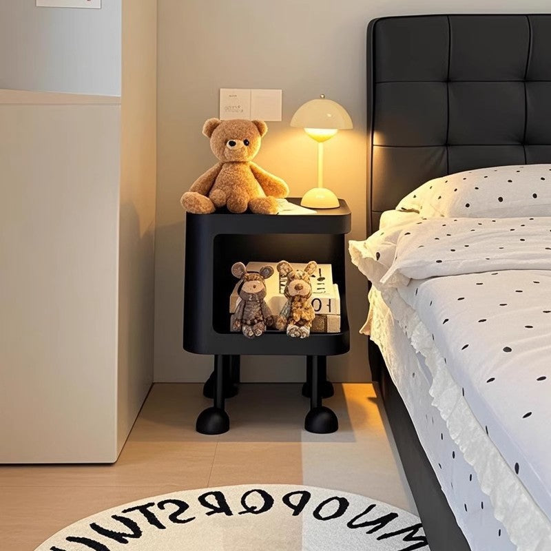 Contemporary Scandinavian Glass Square Nightstand Carbon Steel Frame 2-Tier Side Table For Living Room &amp; Bedroom