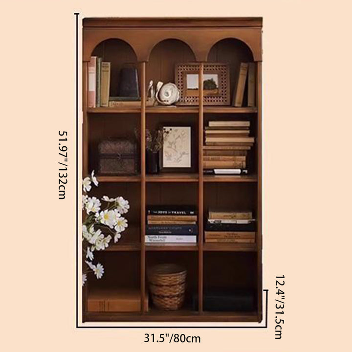 Contemporary Nordic Walnut Rectangular Storage Shelf 4-Tier For Living Room, Bedroom, And Study