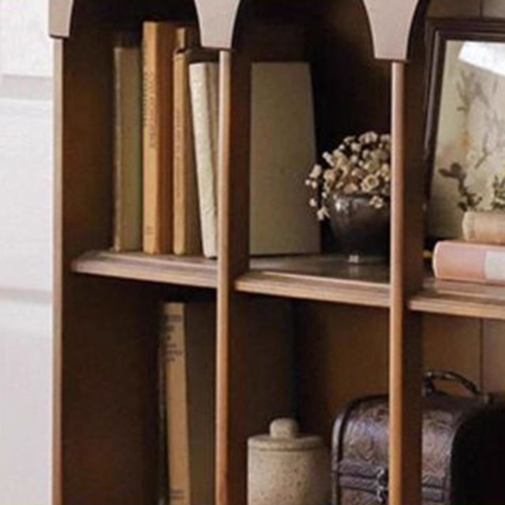 Contemporary Nordic Walnut Rectangular Storage Shelf 4-Tier For Living Room, Bedroom, And Study