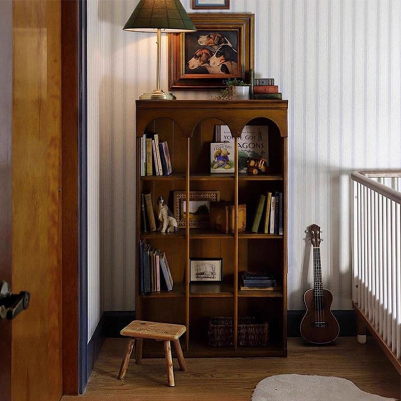 Contemporary Nordic Walnut Rectangular Storage Shelf 4-Tier For Living Room, Bedroom, And Study