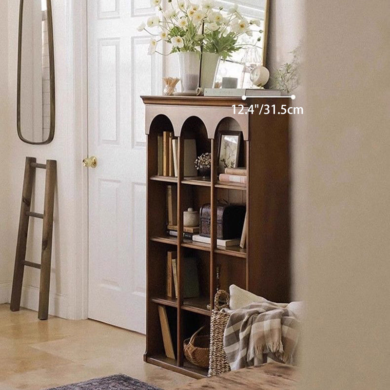 Contemporary Nordic Walnut Rectangular Storage Shelf 4-Tier For Living Room, Bedroom, And Study