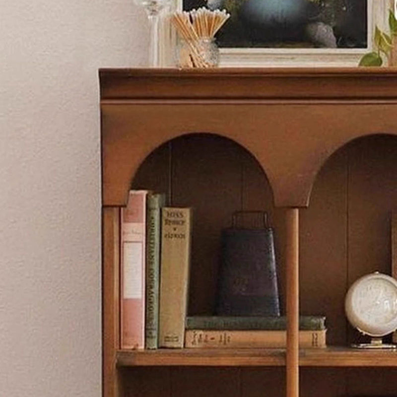 Contemporary Nordic Walnut Rectangular Storage Shelf 4-Tier For Living Room, Bedroom, And Study