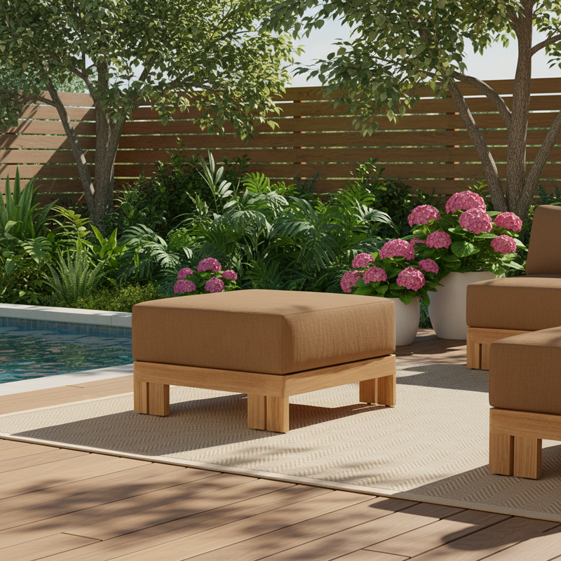 Contemporary Nordic Square Rectangular Teak Outdoor Sofa & Table Set For Outdoor Patio