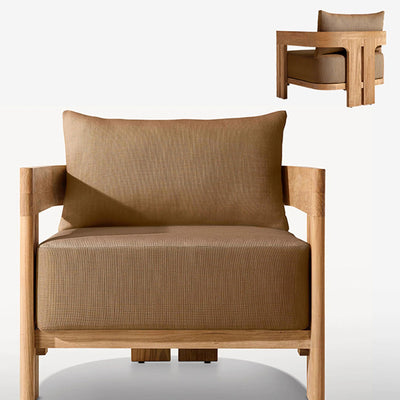 Contemporary Nordic Square Rectangular Teak Outdoor Sofa & Table Set For Outdoor Patio